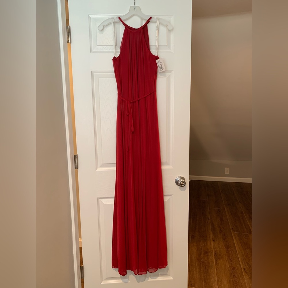 NWT. Apple Red Long Dress from David’s Bridal, Size 4.